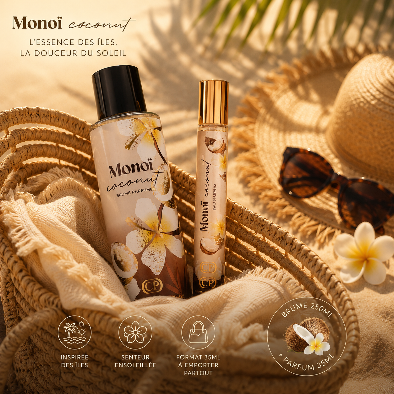 Duo Monoï Coconut – Brume Parfumée 250 ml & Parfum Nomade 35 ml