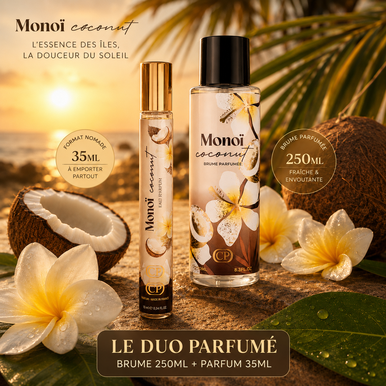 Duo Monoï Coconut – Brume Parfumée 250 ml & Parfum Nomade 35 ml