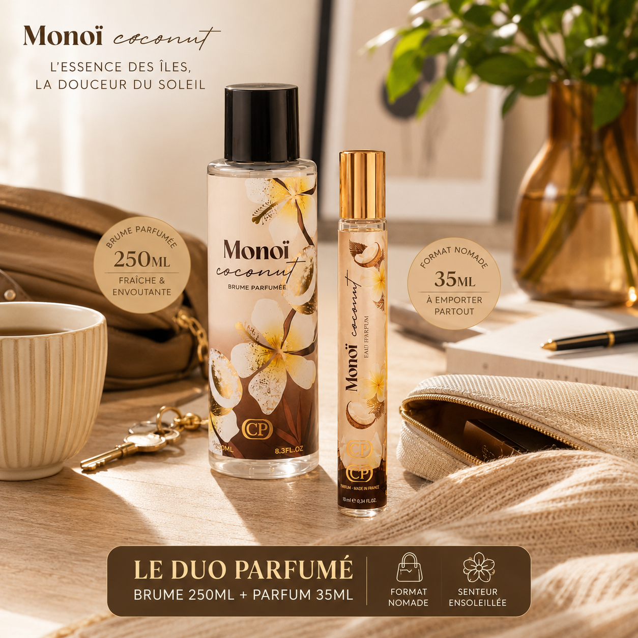 Duo Monoï Coconut – Brume Parfumée 250 ml & Parfum Nomade 35 ml